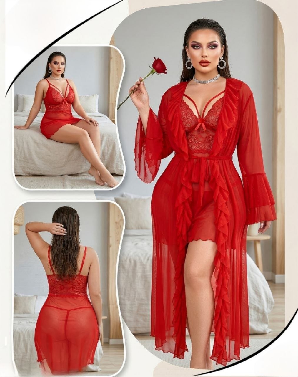 Short lingerie with robe