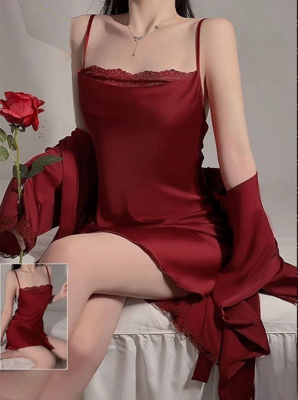 Short Lingerie Silk with Robe