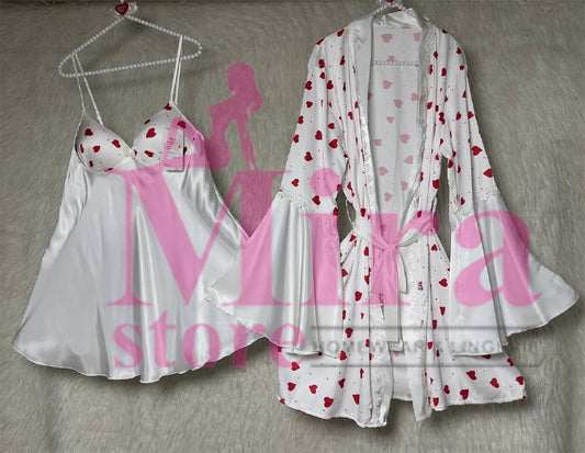 Short Silk Lingerie with Robe