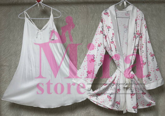 Short Silk Lingerie With Robe