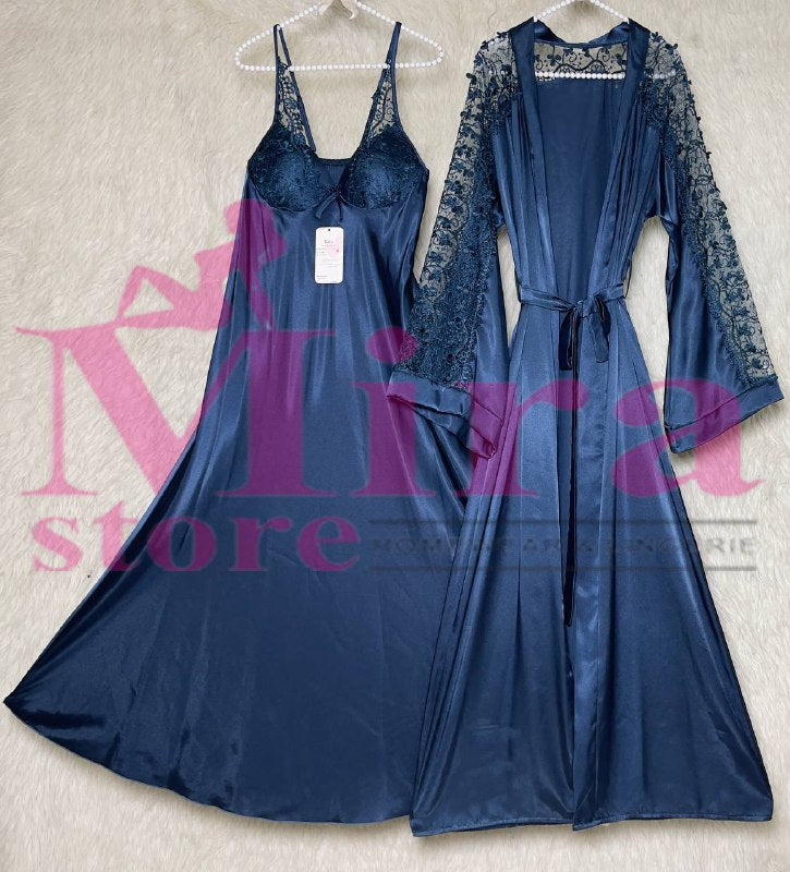 Long Silk Lingerie with Robe