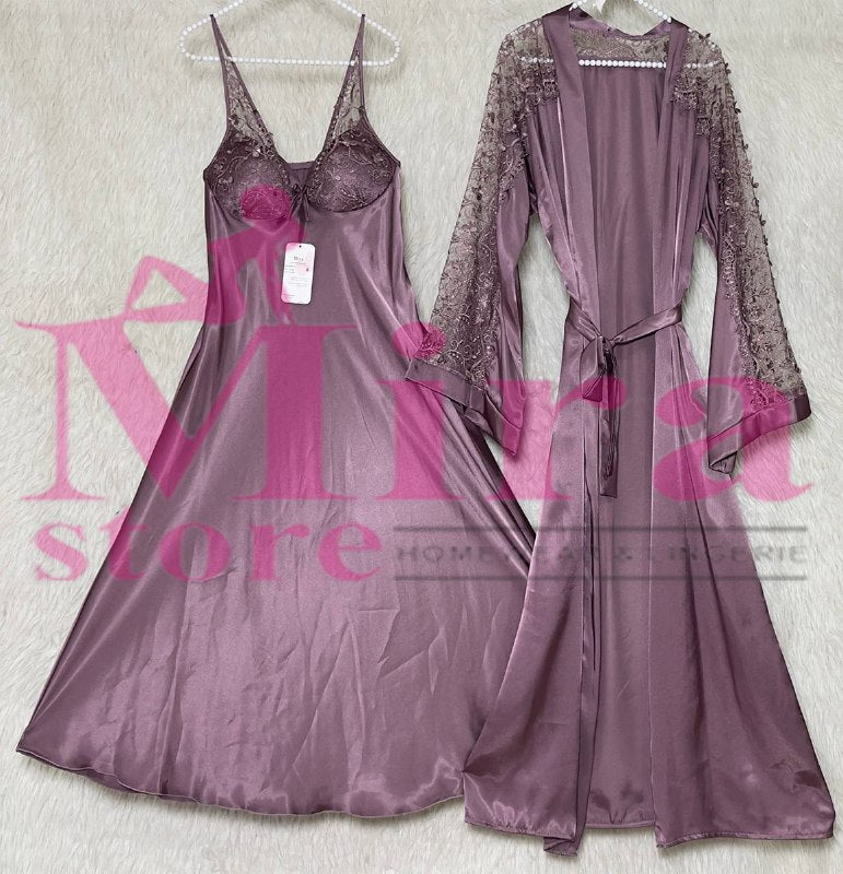 Long Silk Lingerie with Robe