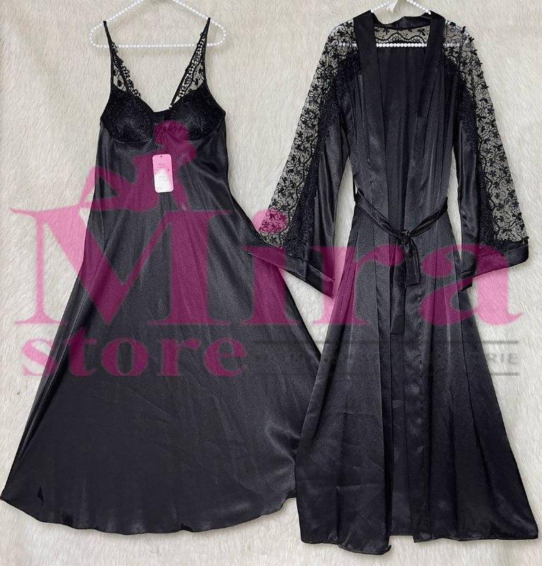 Long Silk Lingerie with Robe