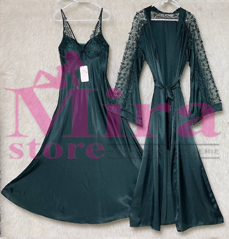 Long Silk Lingerie with Robe