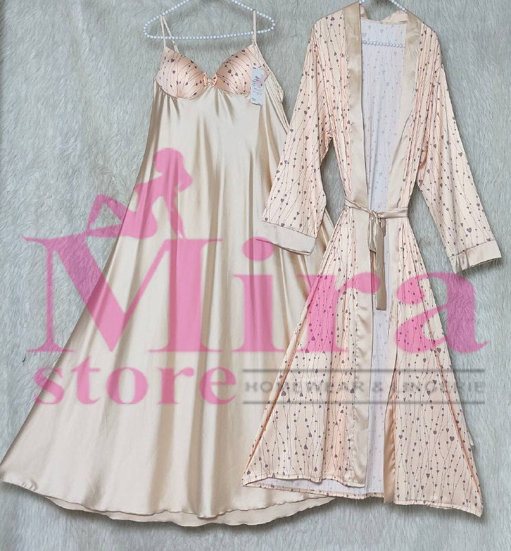 Long Silk Lingerie with Robe