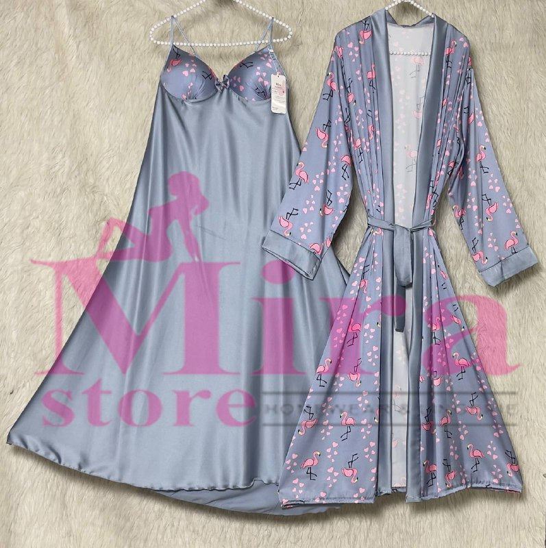 Long Silk Lingerie With Robe
