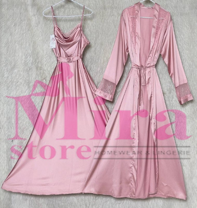Long Silk Lingerie with Robe
