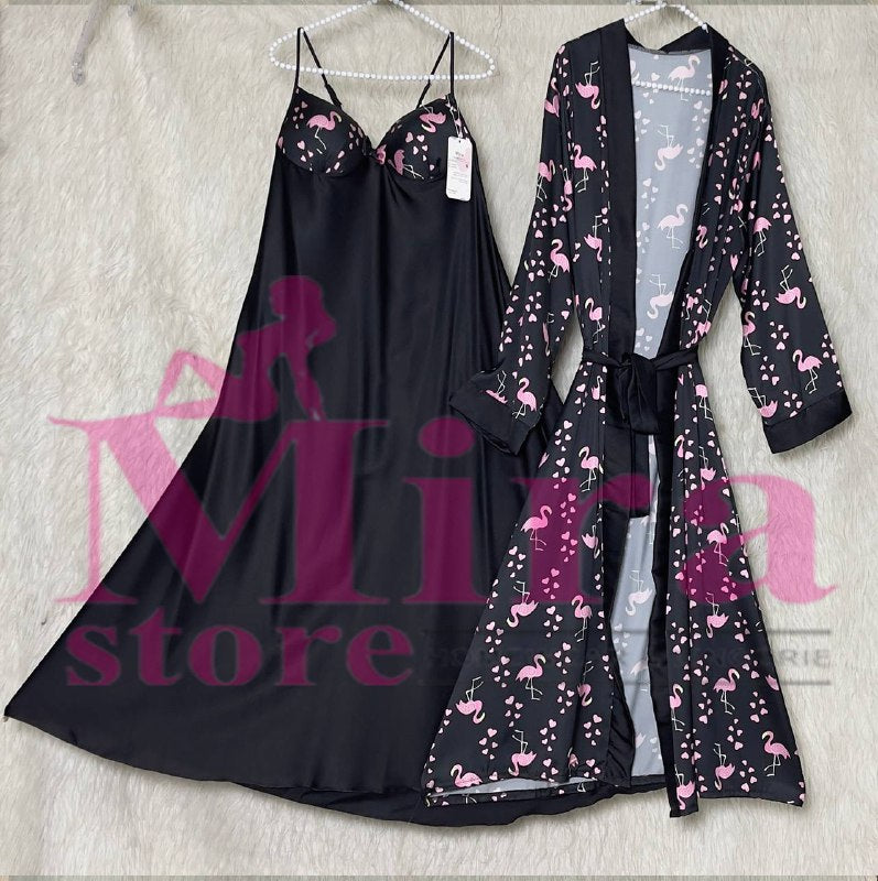 Long Silk Lingerie With Robe