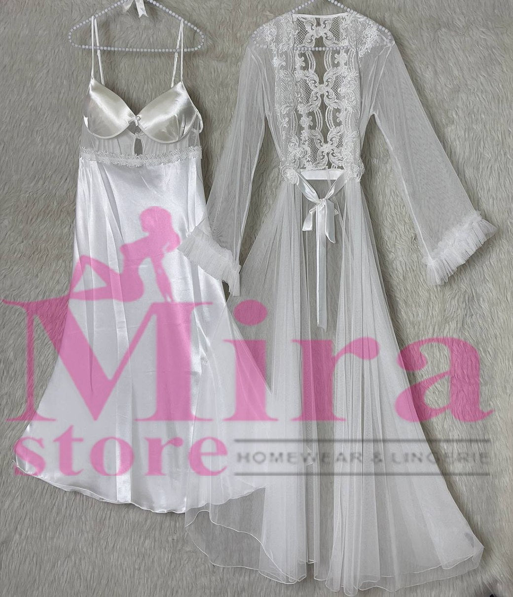 Long Silk Lingerie with Robe