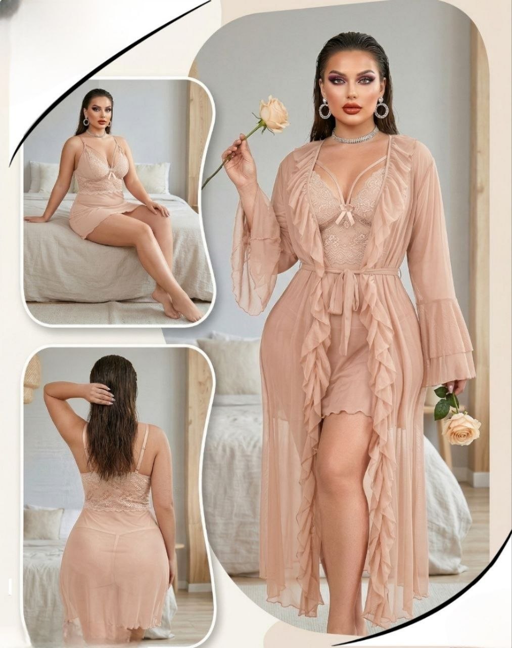 Short lingerie with robe