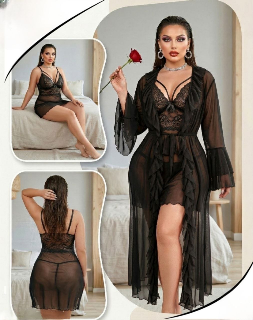 Short lingerie with robe