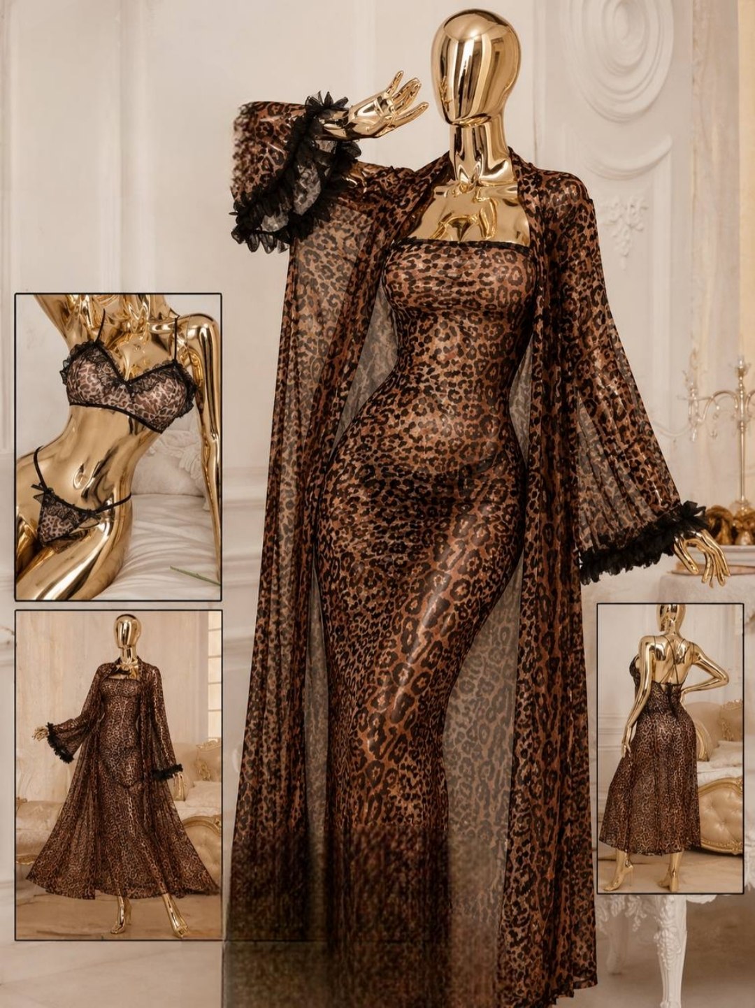 4 Pieces Long Lingerie