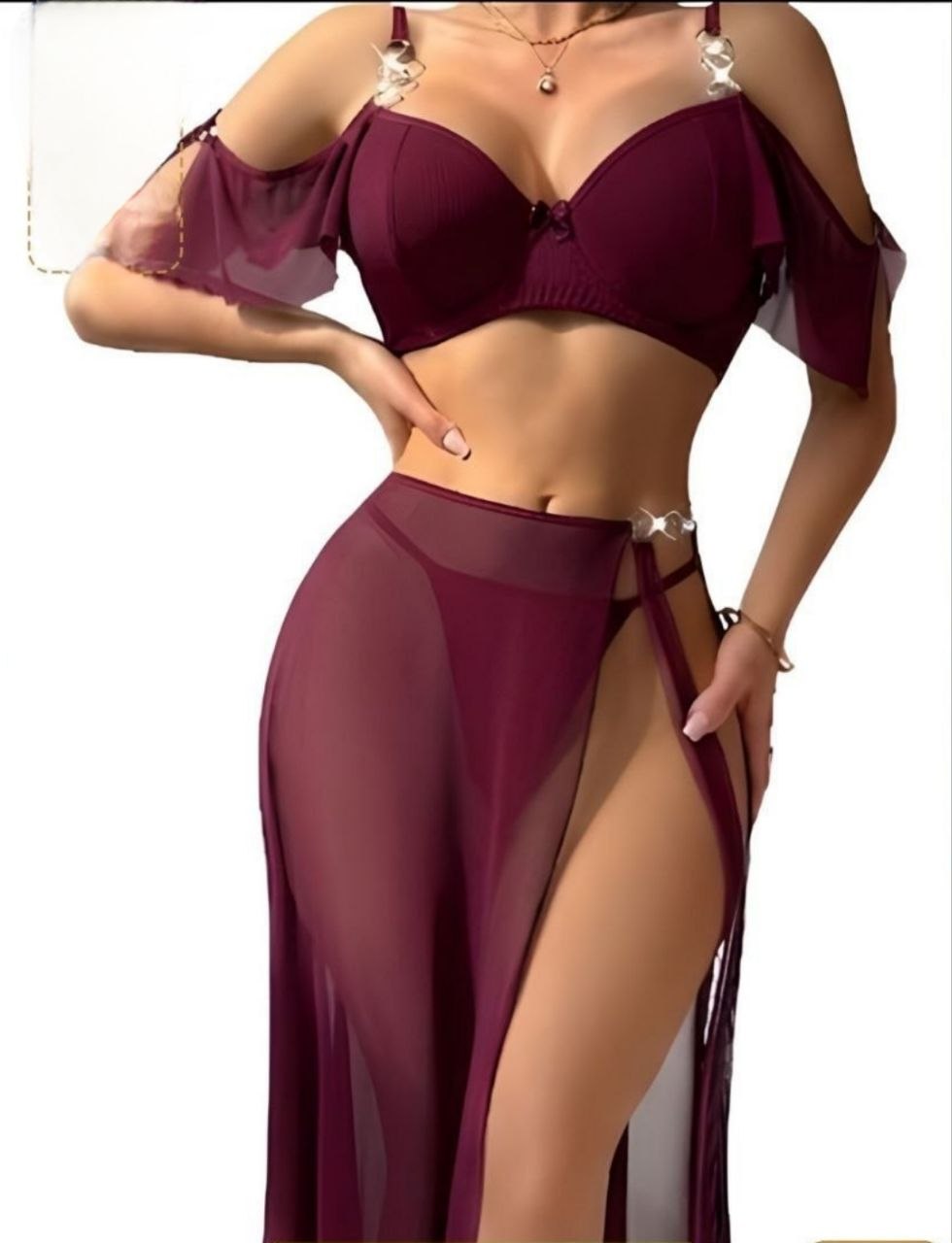 2 Pieces Long Lingerie