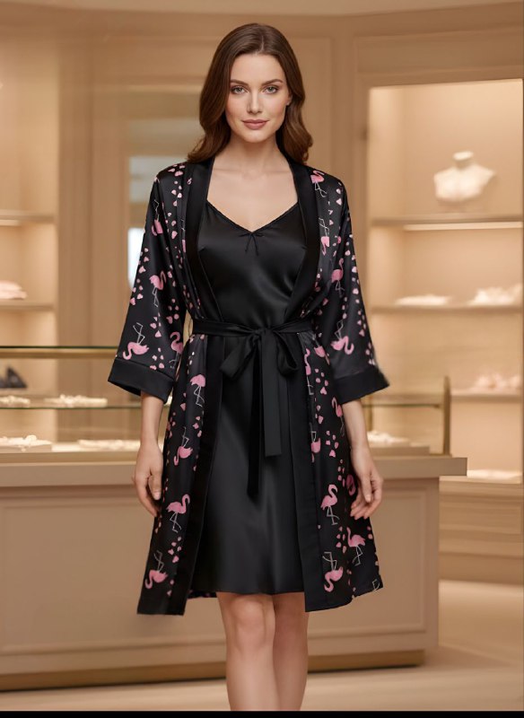 Short Silk Lingerie With Robe