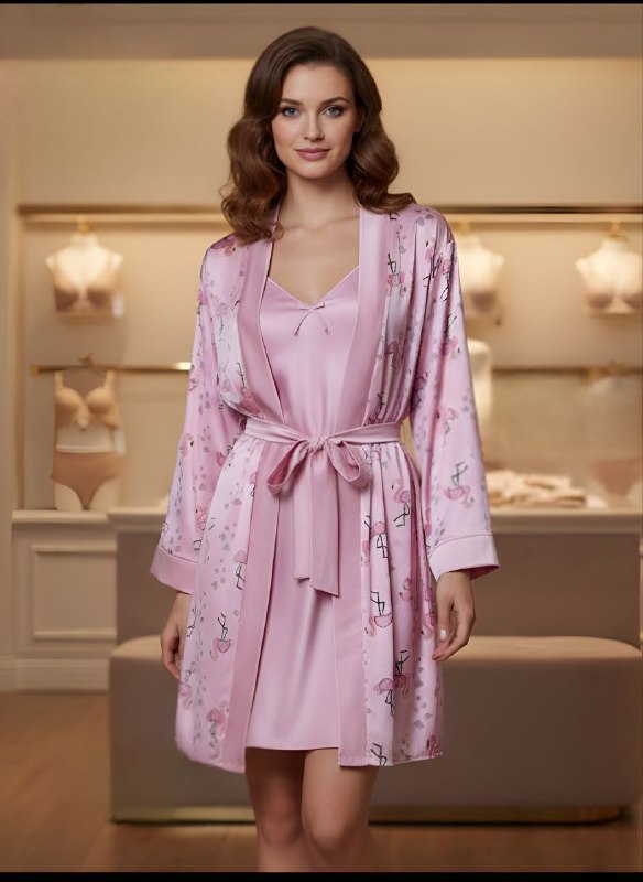 Short Silk Lingerie With Robe