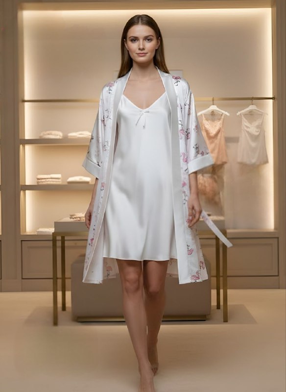 Short Silk Lingerie With Robe