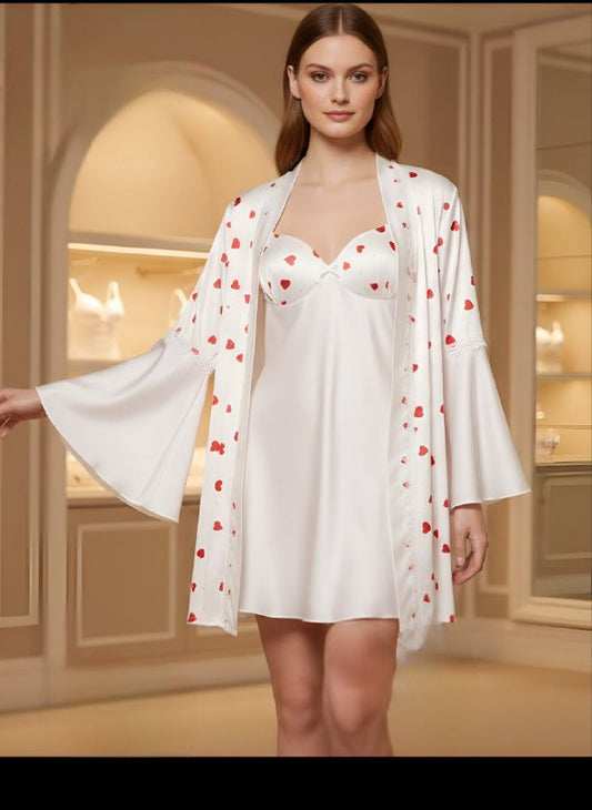 Short Silk Lingerie with Robe