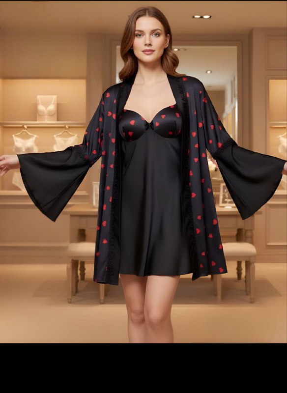 Short Silk Lingerie with Robe