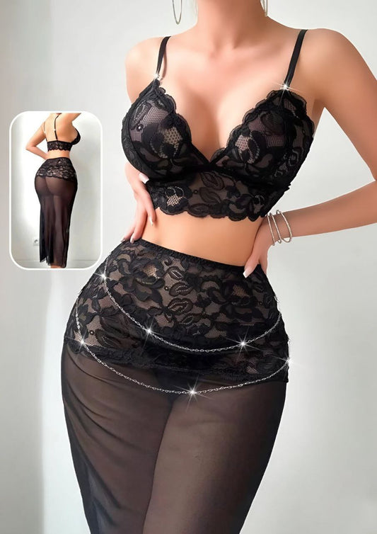 2 Pieces Long Lingerie