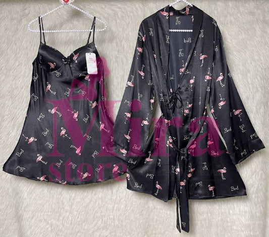 Short Silk Lingerie with Robe