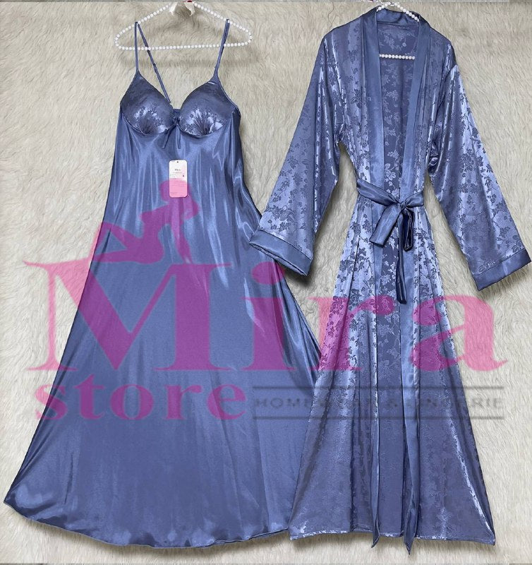 Long Silk Lingerie with Robe