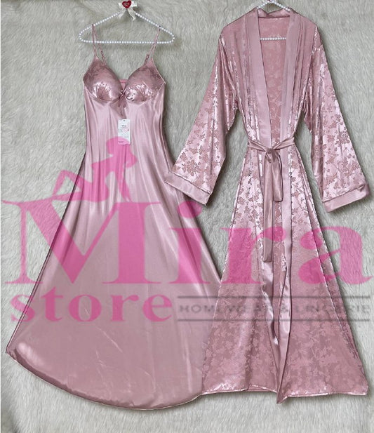 Long Silk Lingerie with Robe