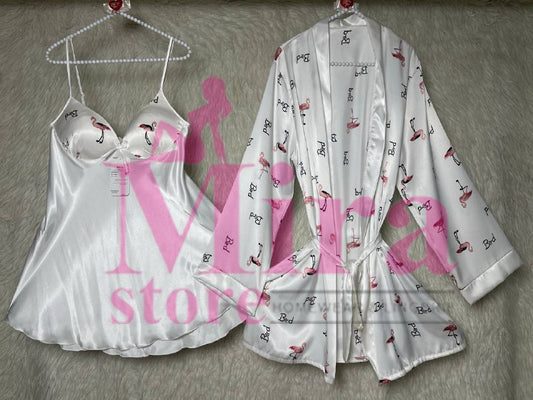 Short Silk Lingerie with Robe