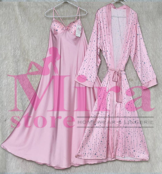 Long Silk Lingerie with Robe