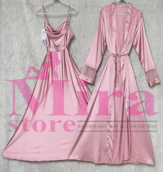 Long Silk Lingerie with Robe