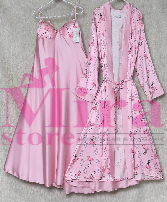 Long Silk Lingerie With Robe