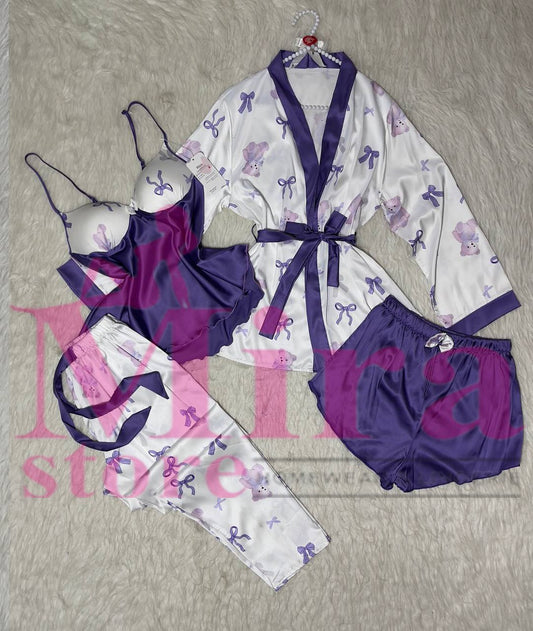 4 Pieces Pajama Silk