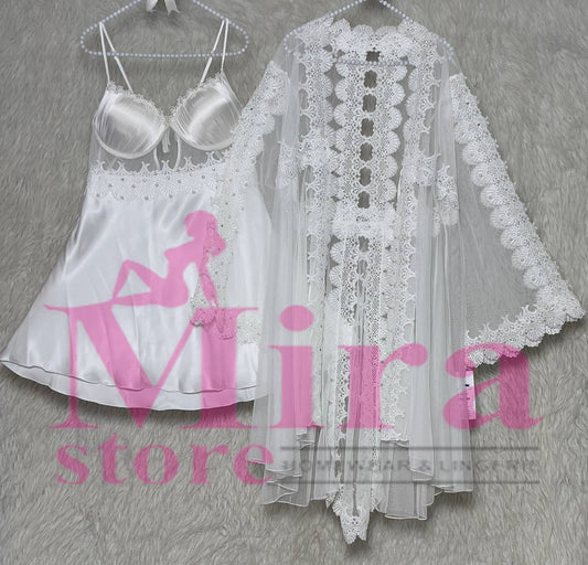 Short Silk Lingerie with Robe