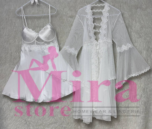 Short Silk Lingerie with Robe