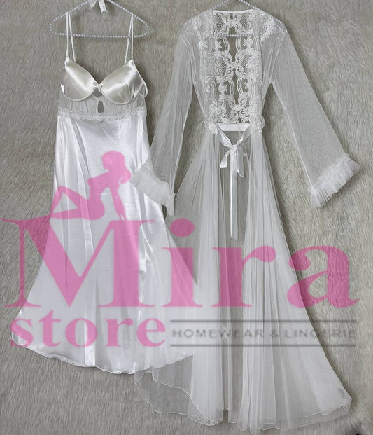 Long Silk Lingerie with Robe