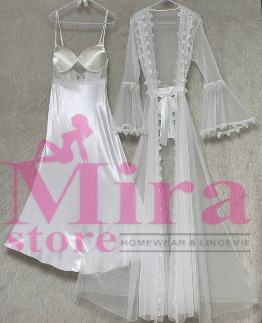 Long Silk Lingerie with Robe