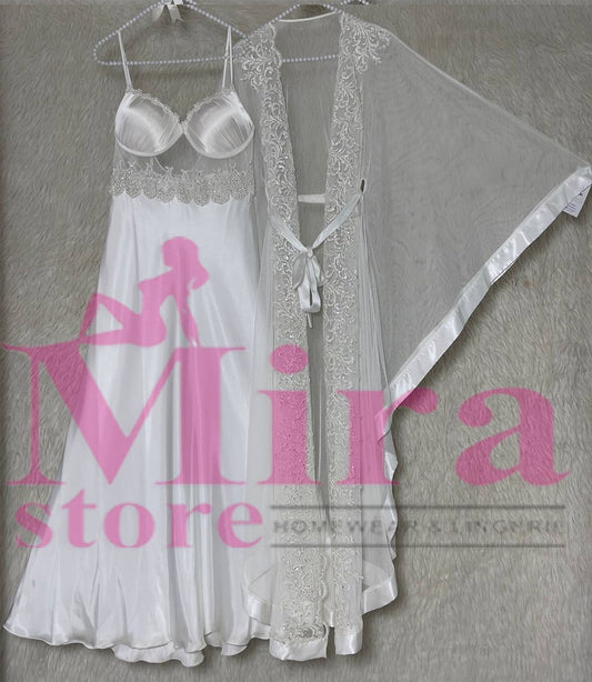 Long Silk Lingerie with Robe