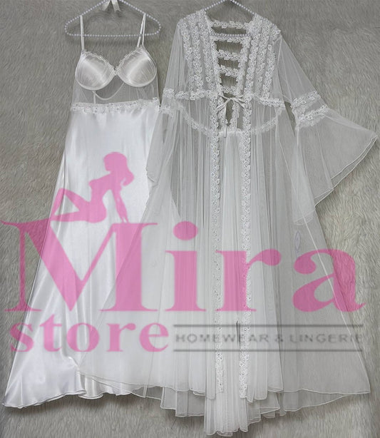 Long Silk Lingerie with Robe