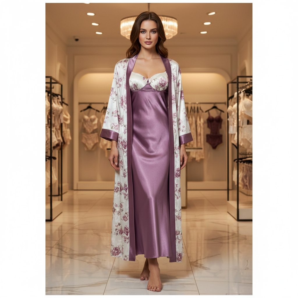 Long Lingerie Silk with Robe