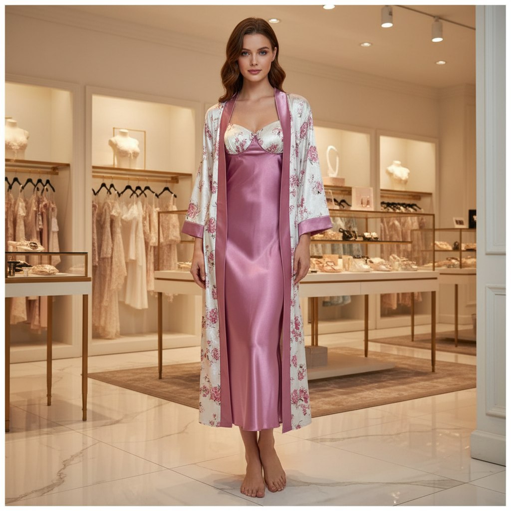 Long Lingerie Silk with Robe