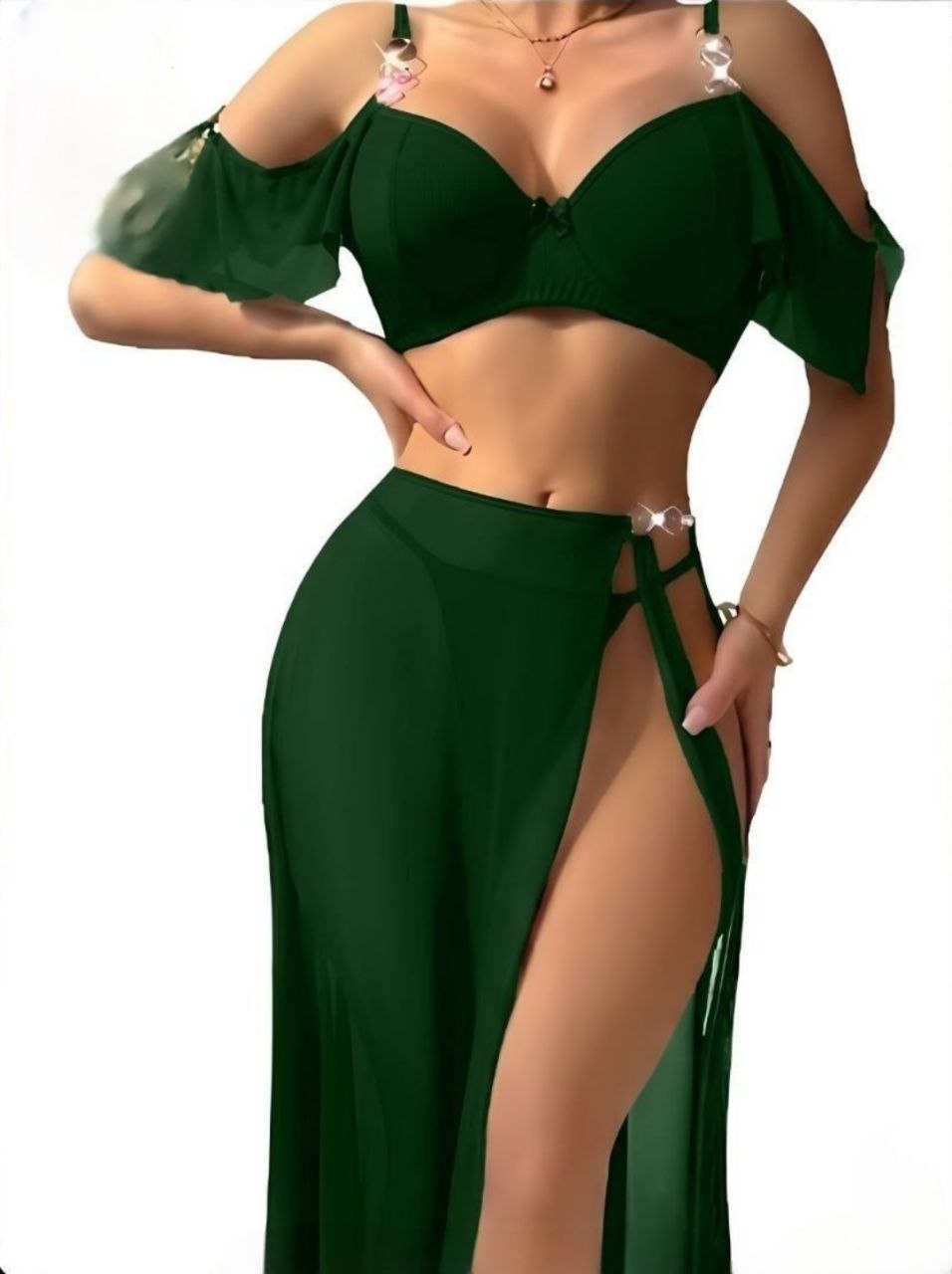 2 Pieces Long Lingerie